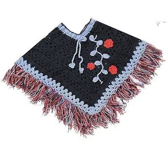 Buy USHA ENTERPRISES Full Sleeves Flower Embroidery Detailing Poncho ...