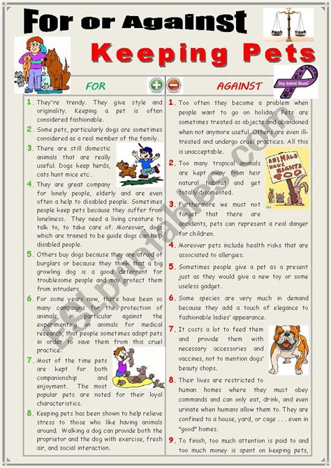 For or against keeping pets (Debating + writing) - ESL worksheet by ...