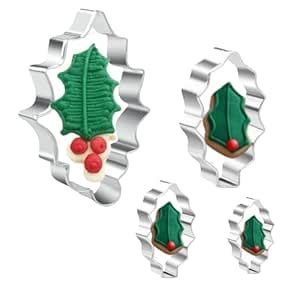 Buy KAISHANE Holly Leaves Cookie Cutter Set,4 PCS Leaves Shape ...