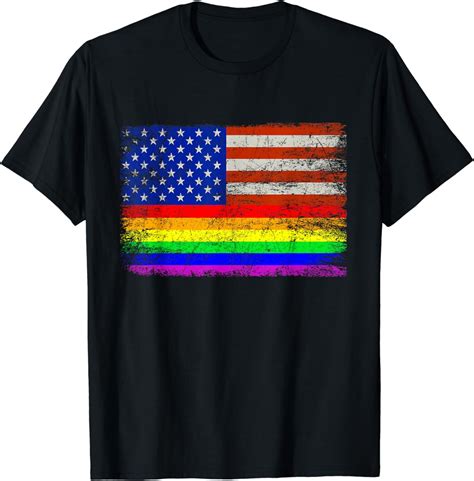 LGBTQ Lesbian Gay Pride 4th of July American Rainbow Flag T-Shirt ...