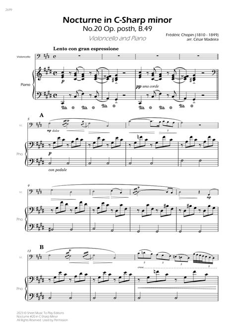 Nocturne No.20 in C-Sharp minor - Cello and Piano (Full Score) (arr ...