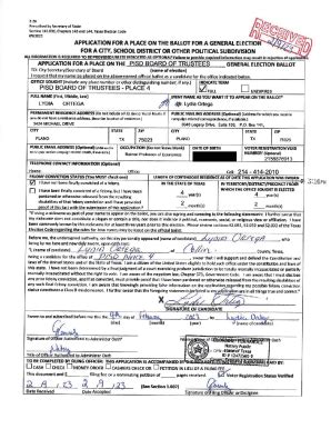 Fillable Online School Board Candidate Filing - Lydia Ortega Fax Email ...