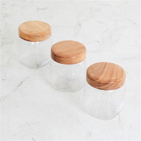 Buy Corsica Elfin Set of 3 Wooden Lid Pet Jars - 650ml from Home Centre ...
