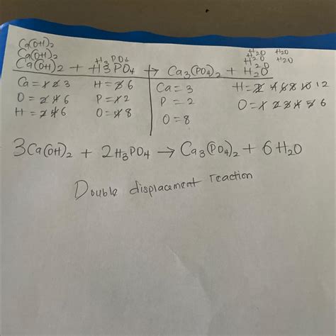 Ca(OH)2 + H3PO4 → Ca3(PO4)2 + H₂O QH 1. Balance the reaction. 2 ...