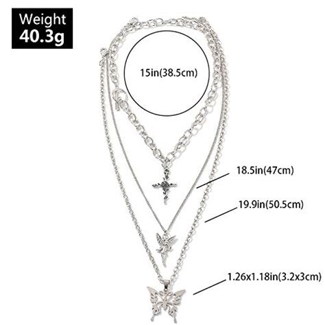 MELLIFO Butterfly Lock Chains Necklace Angel Layered Choker Emo ...
