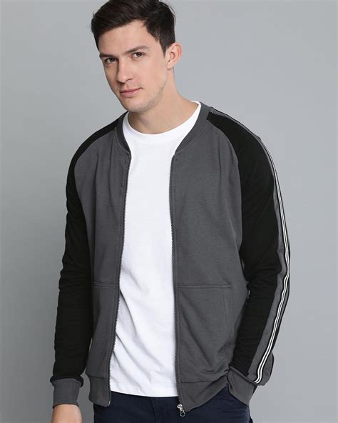 Buy Men's Grey & Black Color Block Jacket Online in India at Bewakoof