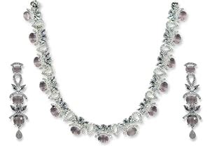 Buy KamllaJw Jewelry Set - AD/American Diamond Oval Shaped Studded ...