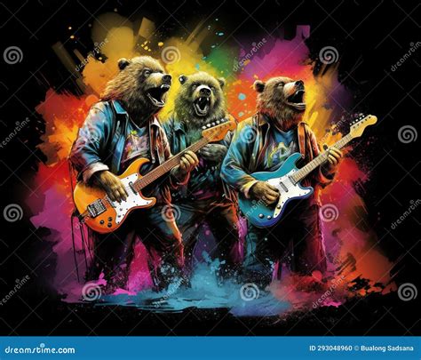 The Bears are Playing in a Band. Stock Illustration - Illustration of ...