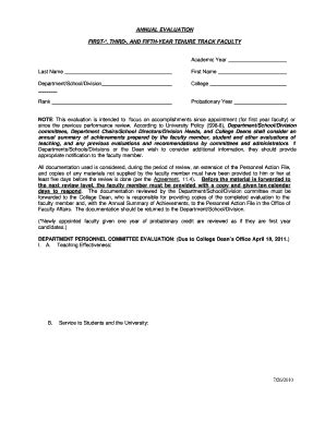Fillable Online sjsu 1-3-5 year Evaluation Form (pdf) - sjsu Fax Email ...