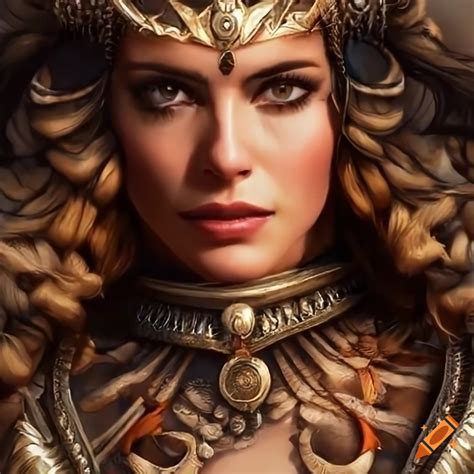 Photorealistic portrait of a warrior queen on Craiyon