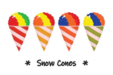 A Clipart Image Featuring Four Colorful Snow Cones With Striped Cones ...