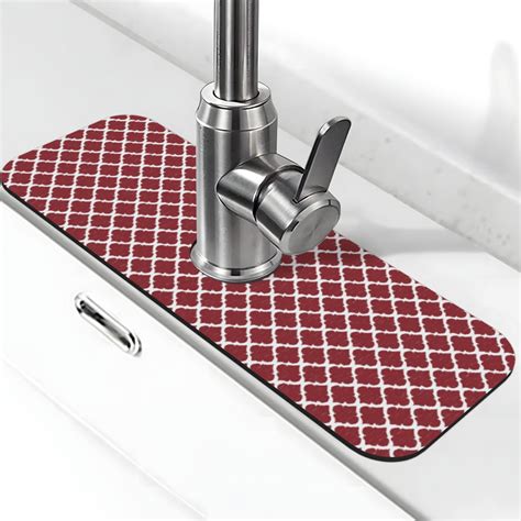 Coaee Red Moroccan for Kitchen Sink Splash Guard Sink Faucet Mat Splash ...