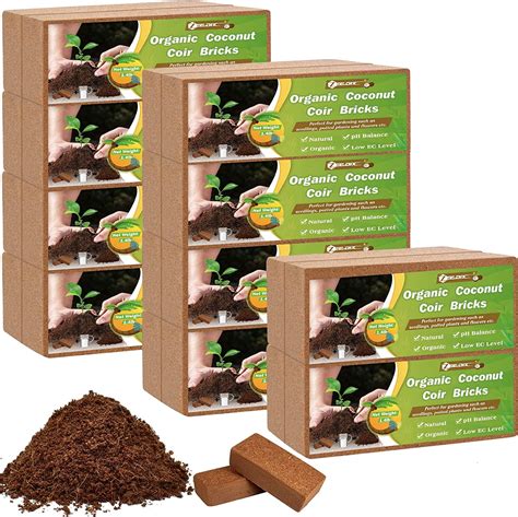 ZeeDix 20 Pcs Coco Coir Brick，Low EC Organic Compressed Coconut Soil ...