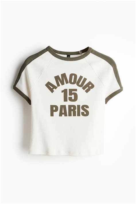 Women's Cream/Amour Motif-detail T-shirt | H&M IN