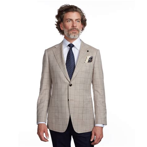 Tan Window Pane Suit Jacket | Windowpane Jacket