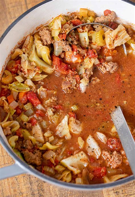 Ground Beef Cabbage Soup (Stove, Crockpot or IP) Dinner, then Dessert