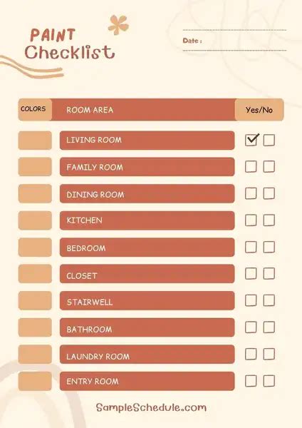 Image result for Paint Schedule Example