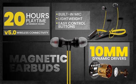 UBON BT-5200 Bass Factory 2.0 Wireless V5.0 Bluetooth Neckband with Mic ...