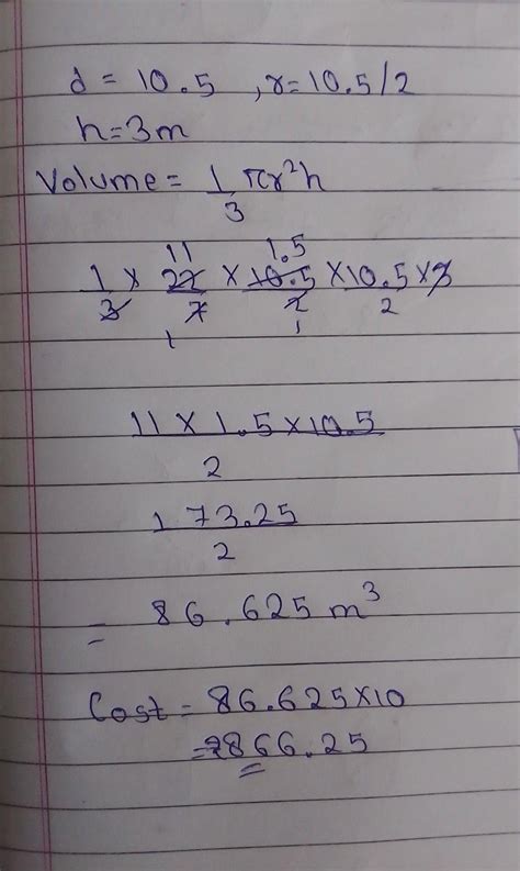A heap of wheat is in the form of a cone whose diameter is 10.5 m and ...