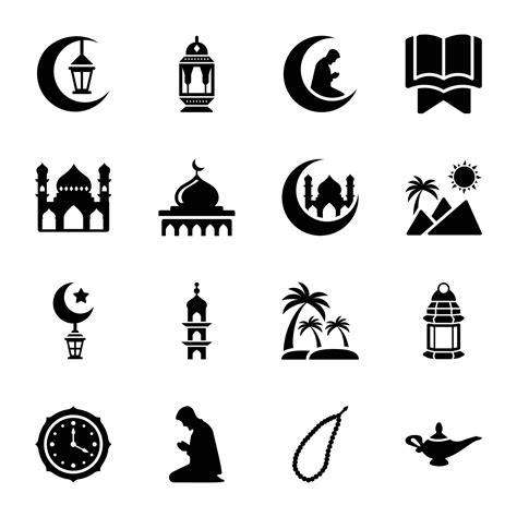 Islamic symbols icons 24114934 Vector Art at Vecteezy