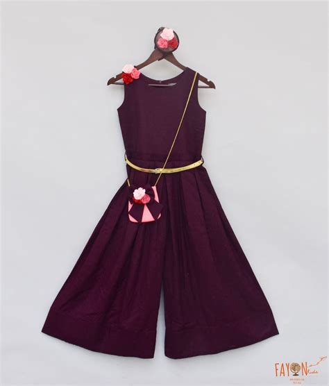 Maroon Linen Jumpsuit for Girls – FayonKids