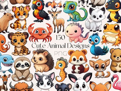 Kawaii Clipart Cute Animal PNG Baby Animal Illustrations Kawaii Animals ...