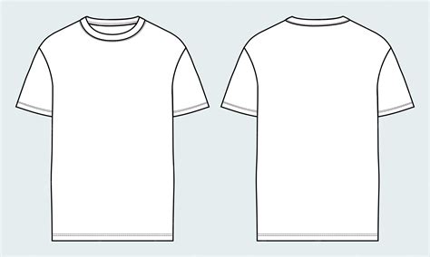 Plantilla de ilustración vectorial de boceto plano de moda técnica de camiseta de manga corta ...