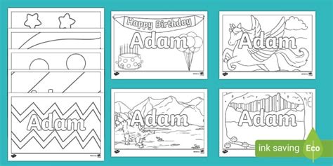 Adam Name Simple Colouring Activity Sheet (teacher made)