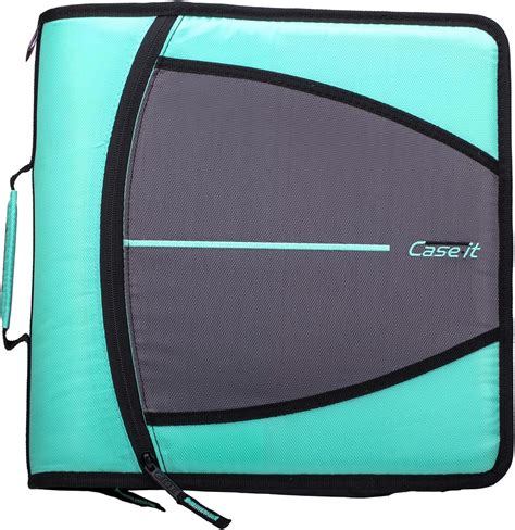 Case-it The Mighty Zip Tab Zipper Binder - 3 Inch O-Rings - 5 Color Tab Expanding File Folder ...