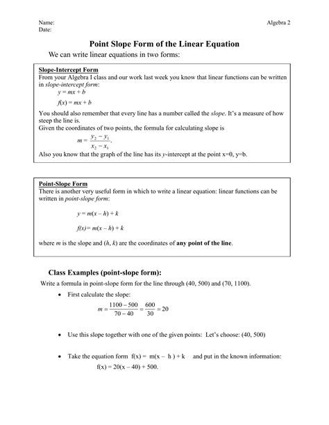 Image result for Point-Slope Form Example