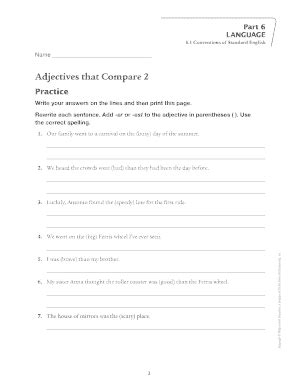 Fillable Online Adjectives that Compare 1 - MHSchool Fax Email Print ...