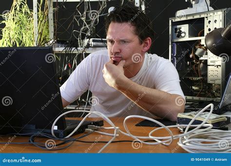Problem with computer stock image. Image of hacker, thinking - 9041049