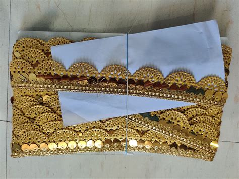 9M Golden Sequence Gota Patti lace Shiny Glitter Border Lace for Bridal ...