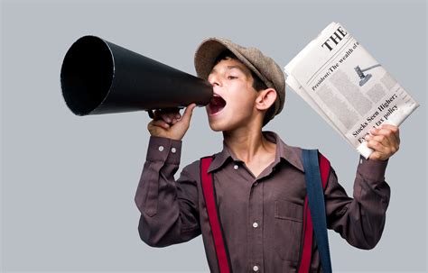 Newsboy holding newspaper and shouting to sell – TechCrunch