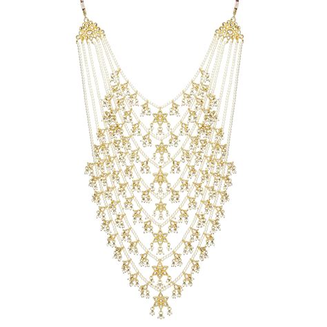 Buy RUNJHUN White Pearl Satlada 7 Line Kundan Handmade Royal Ethnic ...