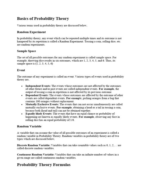 Image result for Probability Theory Formulas