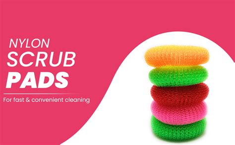 Red Crush Nylon Scrub Pads Non Stick Cookware Utensils Juna for Dish ...