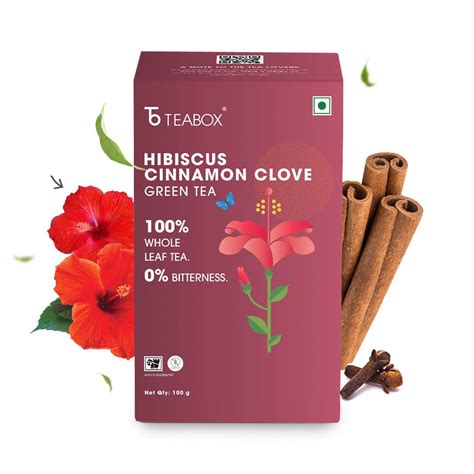 Teabox Hibiscus Cinnamon Clove Green Tea 100 grams Loose Tea | A Unique ...
