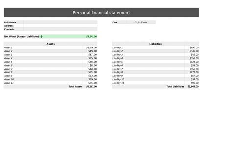 Image result for How to Create a Personal Financial Statement