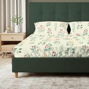 Urban Space Serene 100% Cotton Bedsheet for Double Bed, Floral Queen ...