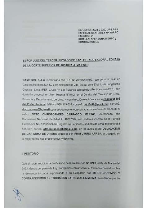 Exp. 195-2023 contestación de demanda - English - Studocu