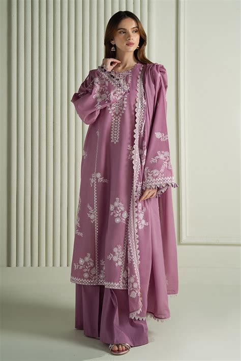 ORCHID GLAZE- 3PC EMBROIDERED LAWN SUIT – Nour