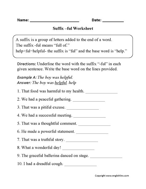 Suffixes Worksheets | Printable Word Endings Practice
