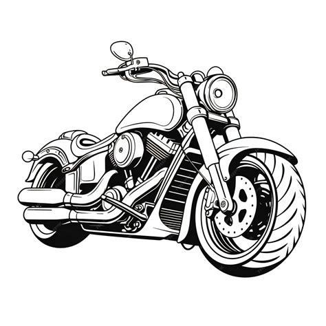 Motor cycle black outline white illustration | Premium Photo