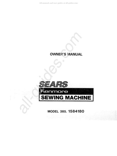 Kenmore 385.1584180 Sewing Machine Instruction Manual | Download Free ...