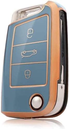 JVCV® Gold Border TPU Key Cover Compatible with Skoda Kylaq Slavia ...