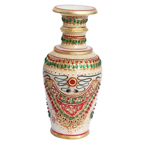 Handicrafts Paradise Marble Jewellery Motiff Flower Pot 7.5 Inch ...