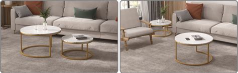 AALIYA MART 2-Piece Nesting Side Table Set with MDF Top & Iron Frame ...