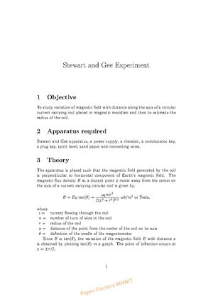 Stewart-Gee - practical - Stewart and Gee Experiment 1 Objective To ...