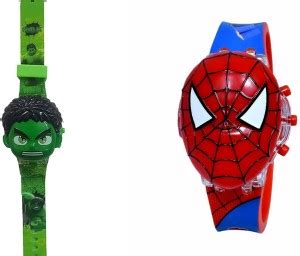 STT Hulk & SpidermanFace Based Toy Design Digital Glowing Watch with ...